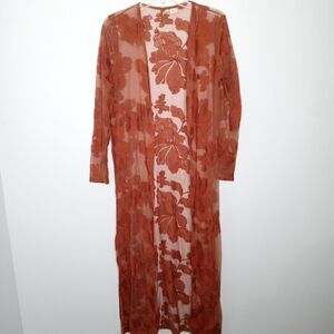 Sky & Sparrow burnt orange sheer cardigan size S/M